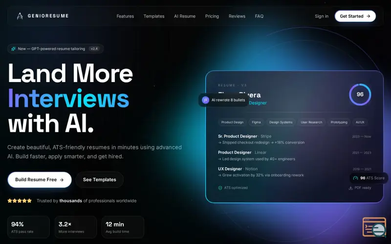 Screenshot of GenioResume