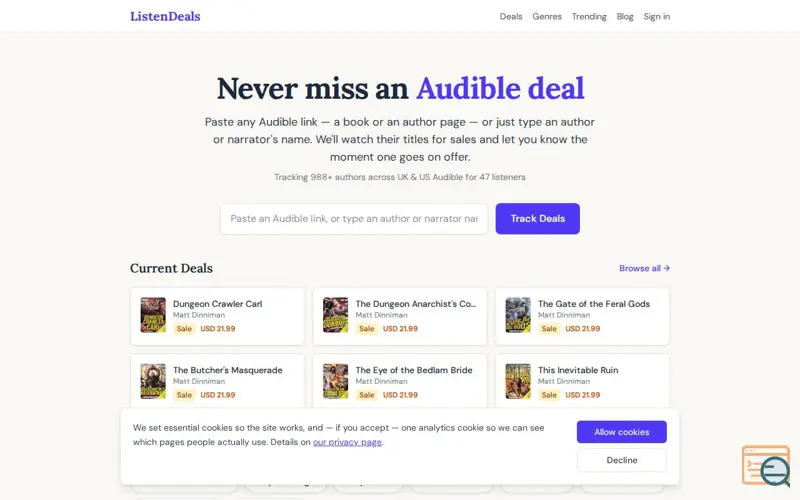 Screenshot of Listen Deals