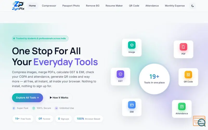 Screenshot of Image, PDF & Many premium tools