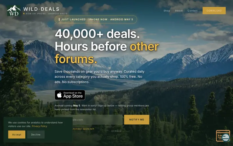 Screenshot of WildDeals