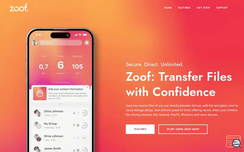 Screenshot of Zoof direct p2p transfers