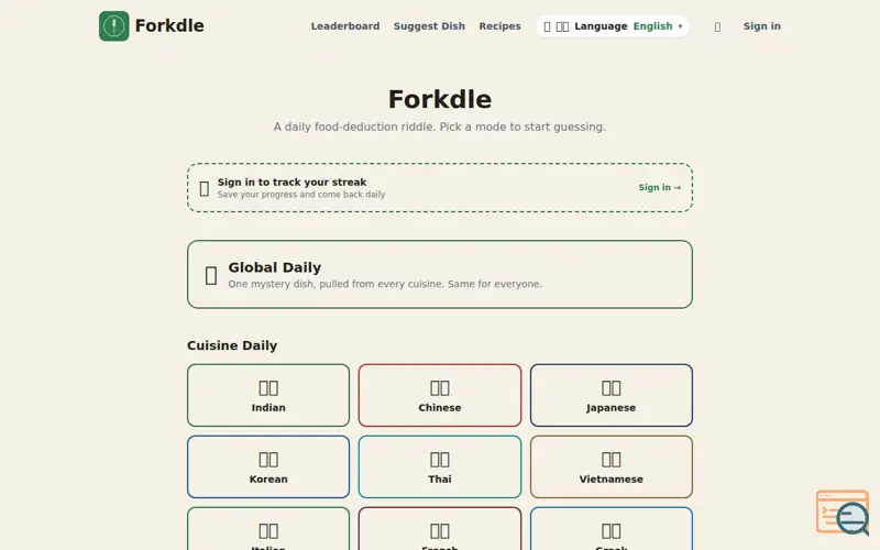 Screenshot of Forkdle