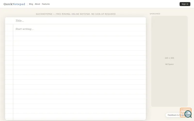 Screenshot of QuickNotepad — A Minimal Online Notepad
