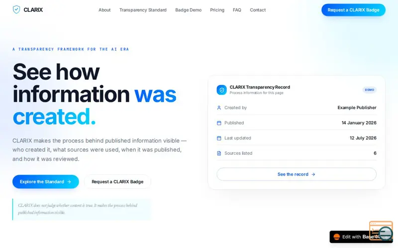Screenshot of CLARIX