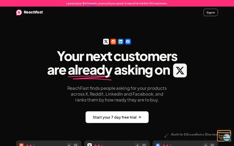 Screenshot of Reachfa