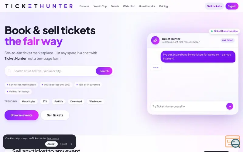 Screenshot of Buy & Sell Tickets — Fan