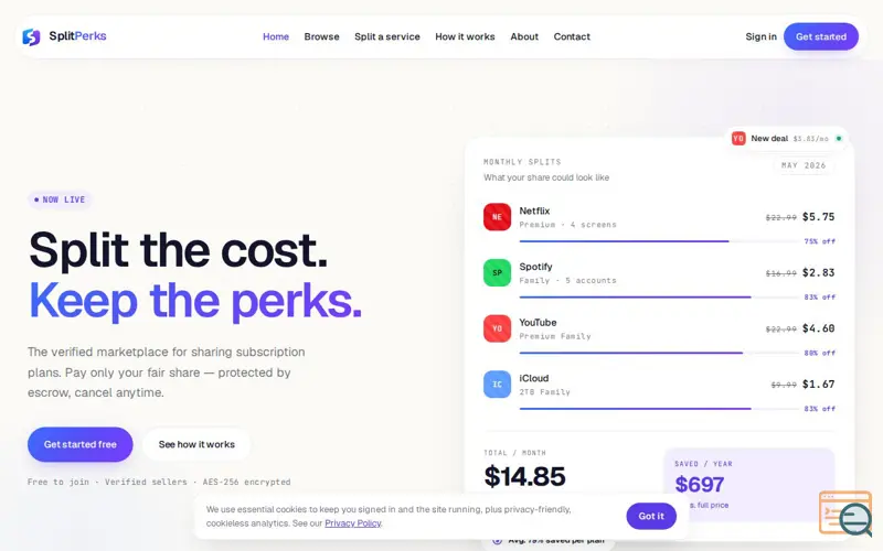 Screenshot of SplitPerks