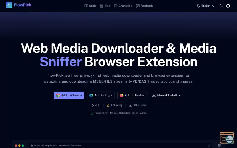 Screenshot of FlowPick - Smart Web Media Sniffer, a launch using Findly.tools