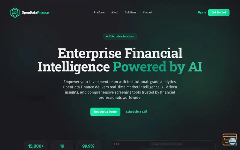 Screenshot of OpenData Finance, a launch using Prismic