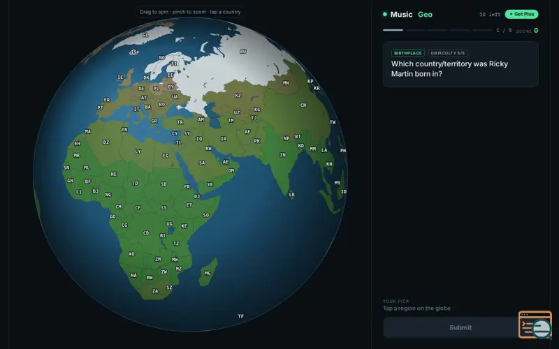 Screenshot of Music Geo — Guess the Music Map
