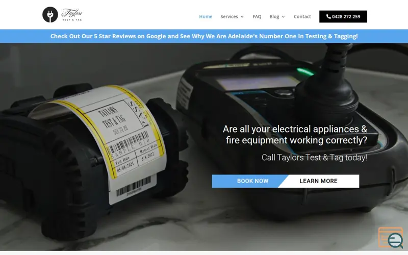 Screenshot of Taylors Test & Tag Adelaide, a launch using Caldera Forms