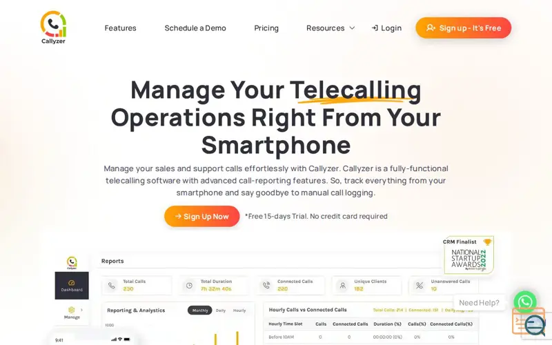 Screenshot of Smart Telecalling CRM - Callyzer