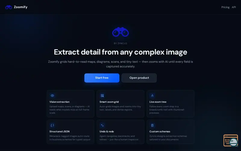 Screenshot of Zoomify · Image Detail Extraction