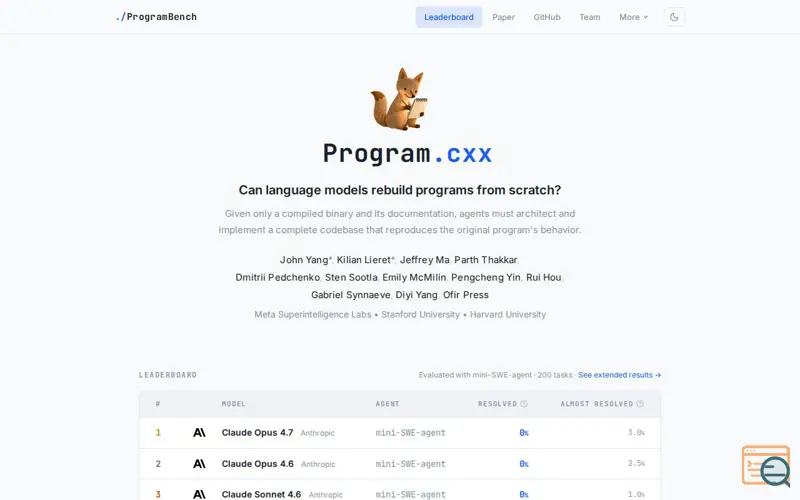 Screenshot of Programbench