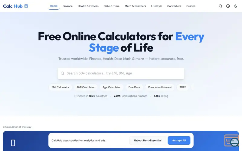 Screenshot of CalcHub, a launch using Profitable CPM Rate Network