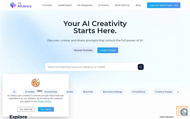 Screenshot of Prompt Library