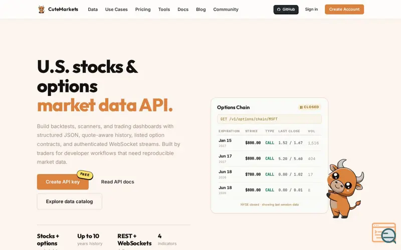 Screenshot of CuteMarkets
