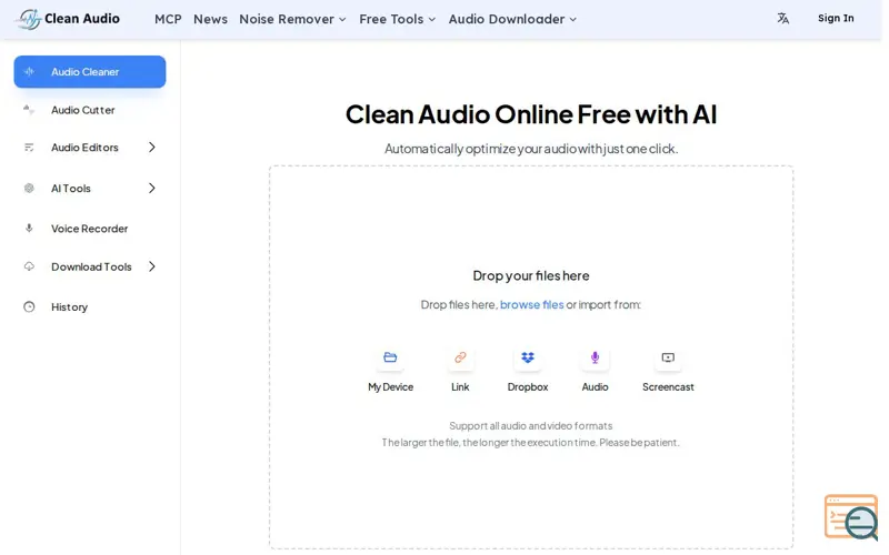 Screenshot of Clean Audio