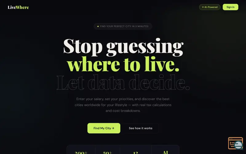 Screenshot of LiveWhere — Find Your Perfect City