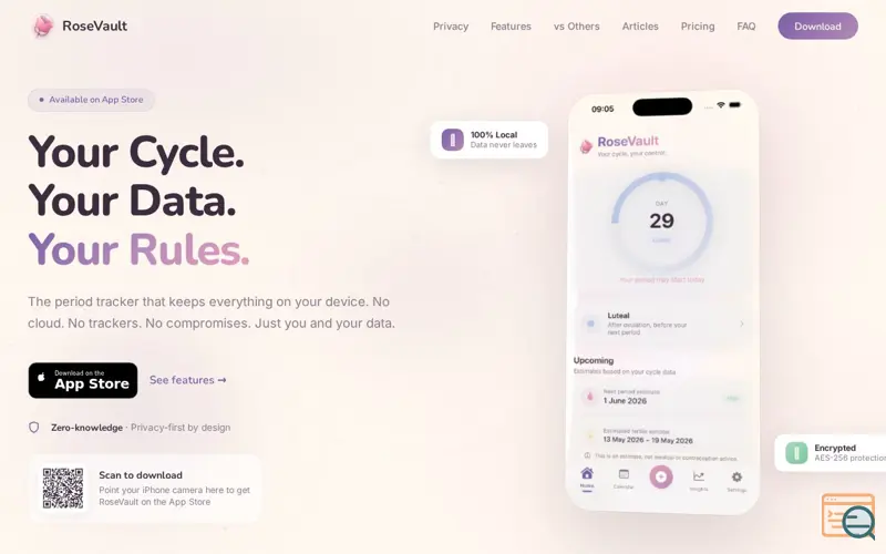 Screenshot of RoseVault