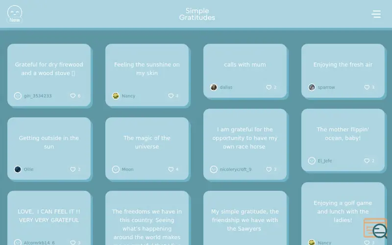 Screenshot of Simple Gratitudes