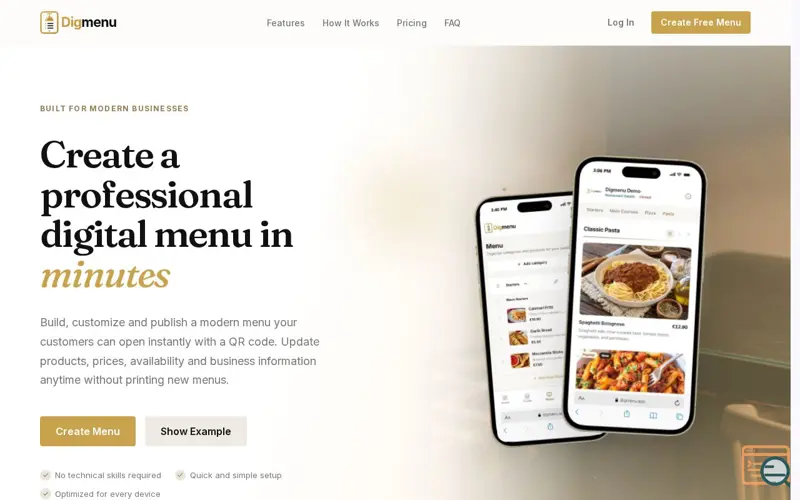Screenshot of DigMenu — QR Digital Menu for Restaurants