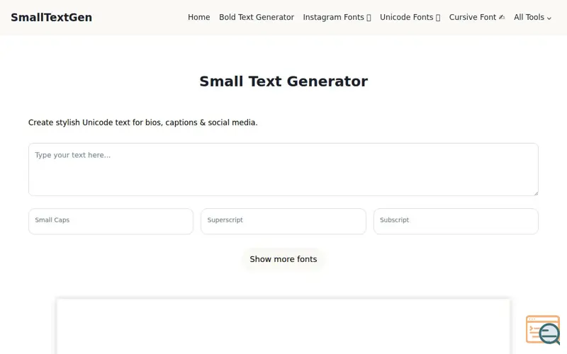 Screenshot of Small Text Generator
