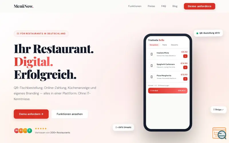 Screenshot of MenüNow