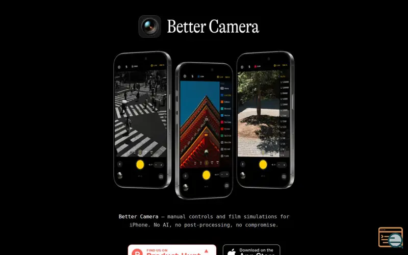 Screenshot of Better Camera, a launch using Behold