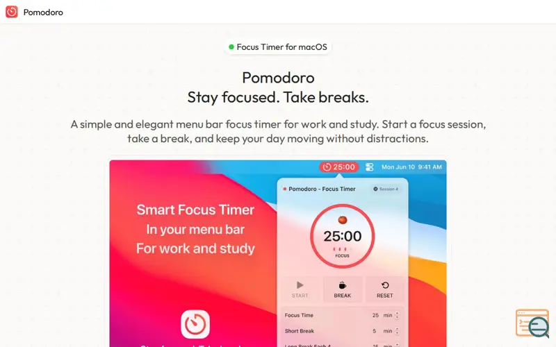Screenshot of Smart Focus Timer for Mac