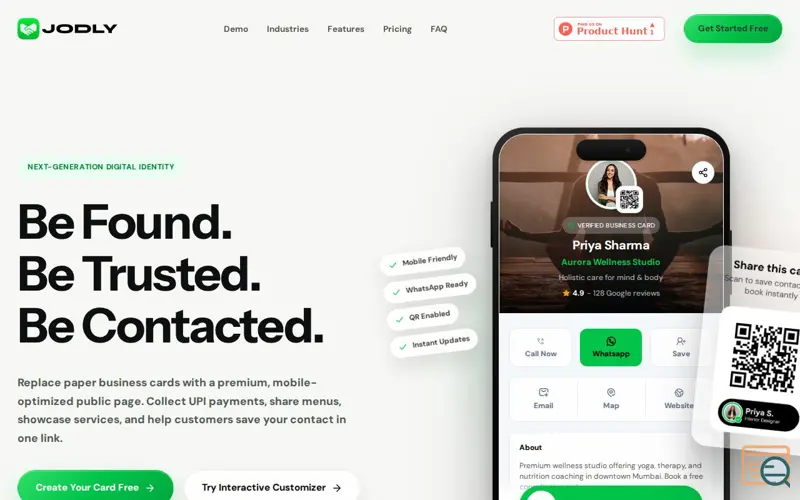 Screenshot of Jodli — Digital Business Card Builder