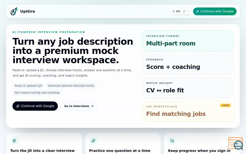 Screenshot of UpHire
