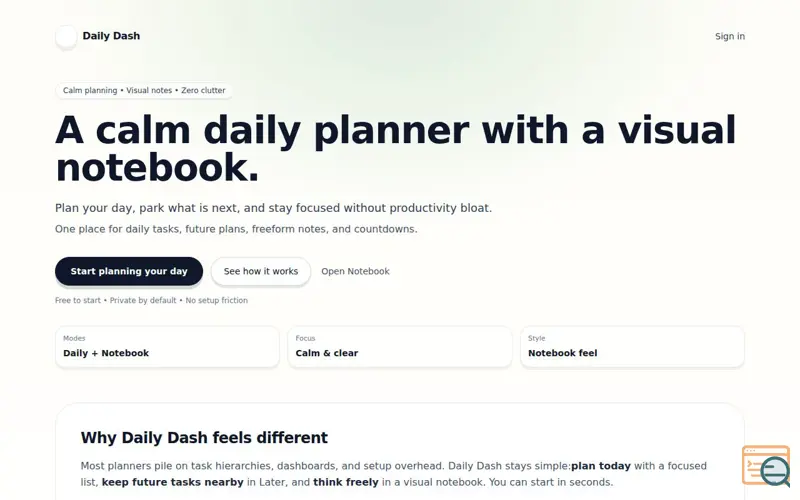 Screenshot of Daily Dash