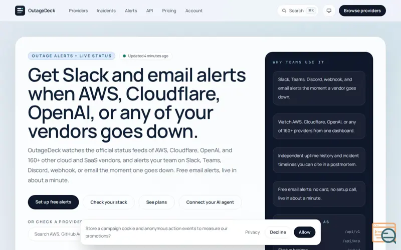 Screenshot of OutageDeck