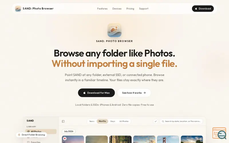 Screenshot of SAND: Photo Browser