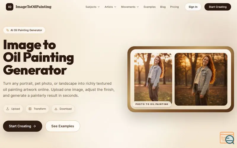 Screenshot of Image to Oil Painting