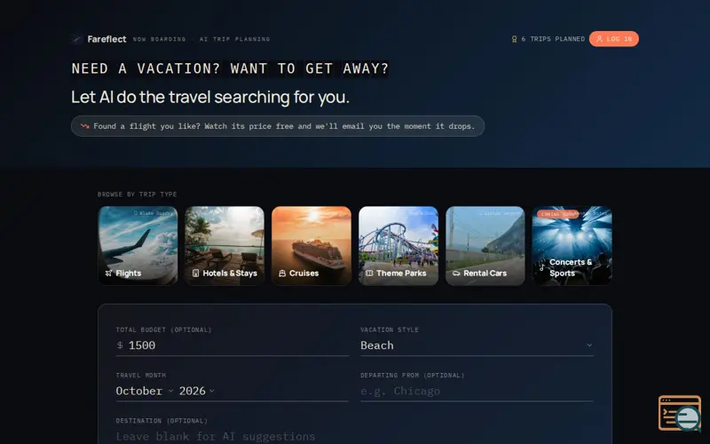 Screenshot of Fareflect
