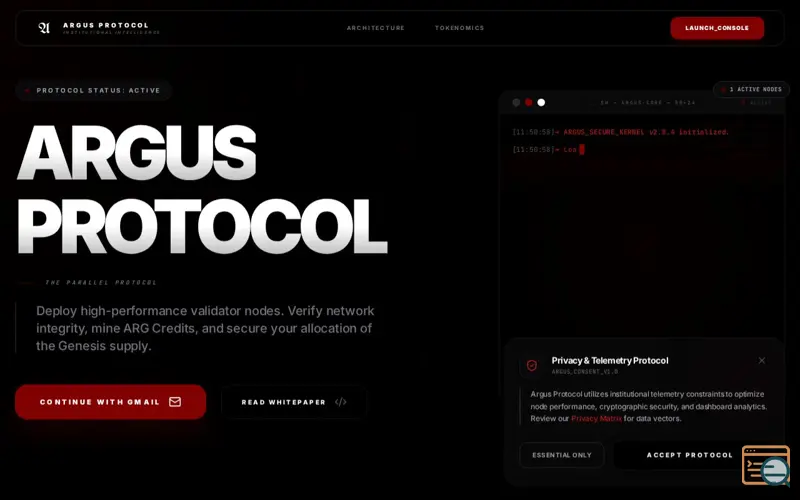 Screenshot of Argus Protocol