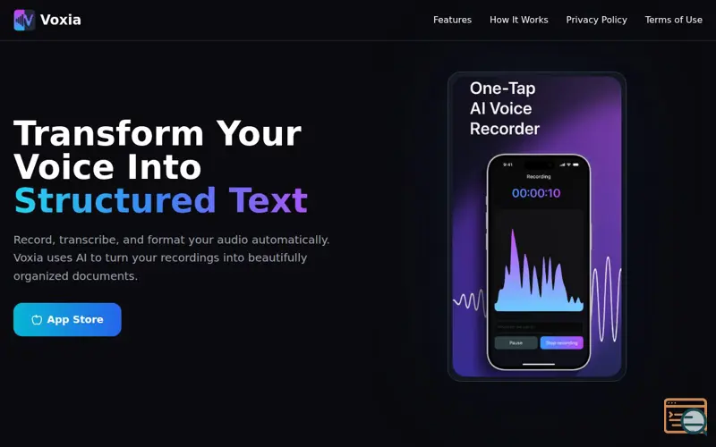 Screenshot of Voxia Transcribe Audio