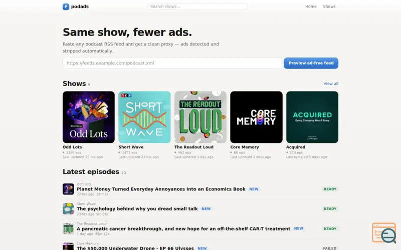 Screenshot of Podads