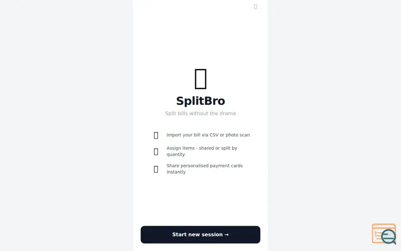 Screenshot of SplitBro