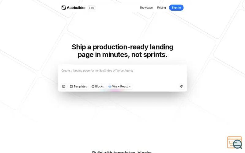 Screenshot of Acebuilder, a launch using PostHog