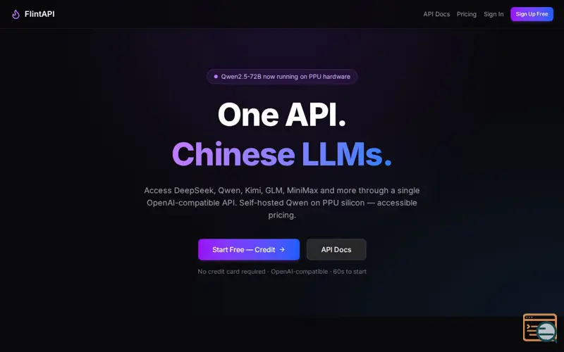 Screenshot of FlintAPI — One API for All Chinese LLMs