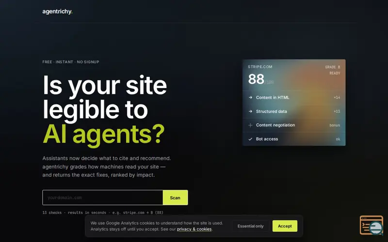 Screenshot of AI Agent ready scan