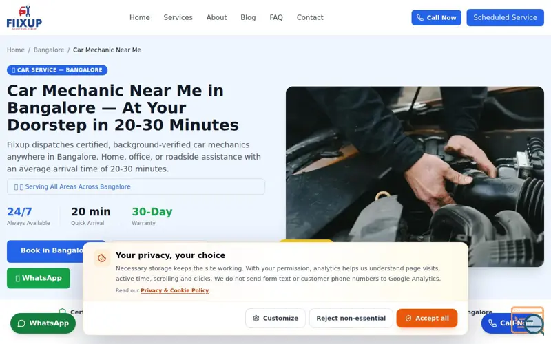 Screenshot of 24/7 Car Mechanic Near Me – Bangalore