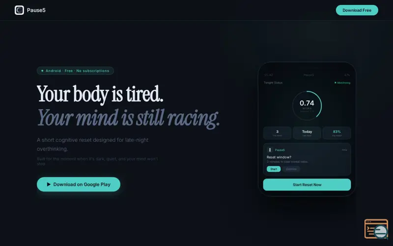 Screenshot of Pause5: Reset for Overthinkers