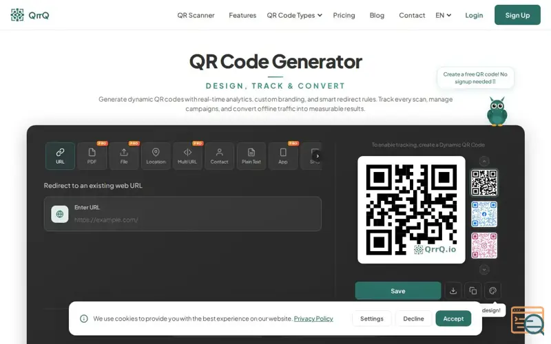 Screenshot of QrrQ, a launch using FreeIPAPI