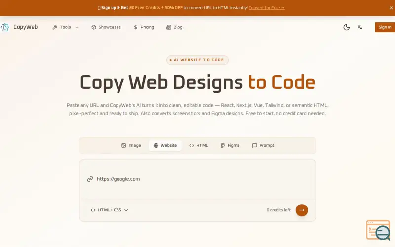 Screenshot of CopyWeb