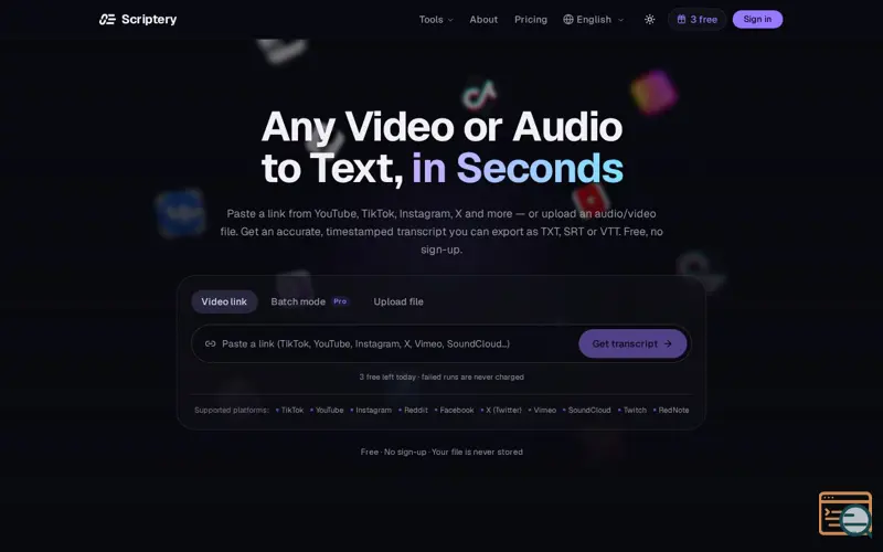 Screenshot of Scriptery