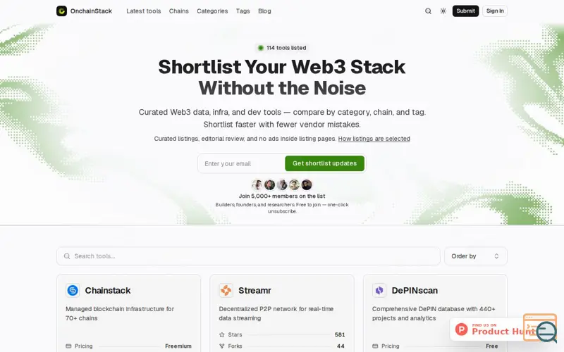 Screenshot of OnchainStack